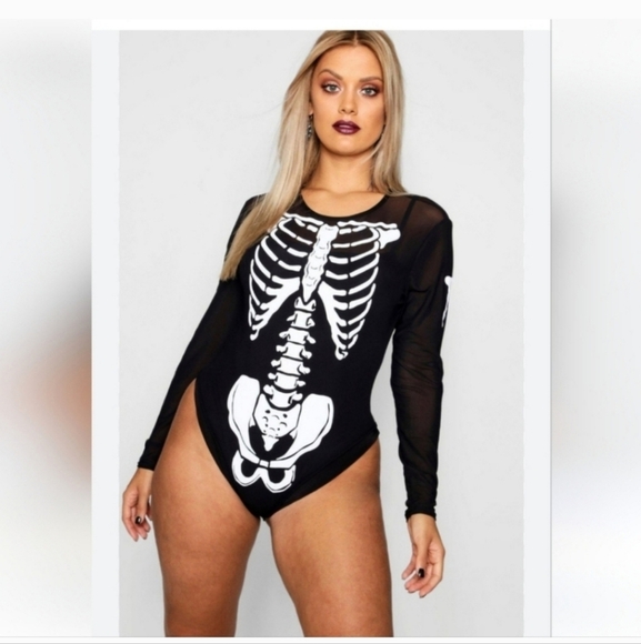 🍁🍂⚘️NWT BOOHOO 20 skeleton mesh bodysuit - Picture 2 of 5